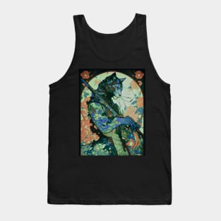 Art Nouveau Psychedelic Samurai Panther Ninja Tank Top